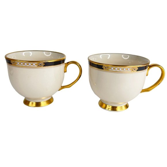 Lenox Hancock Tea Cup And Saucer Set of 2 Presidential Collection NEW Ivory Foot - Picture 2 of 9